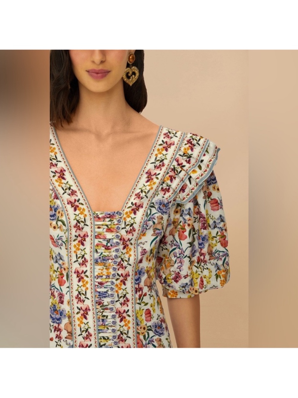 ‼️NEW Farm Rio Off-White Greek Garden Lenzing™ Ecovero™ Floral Mini Dress - Picture 2 of 14